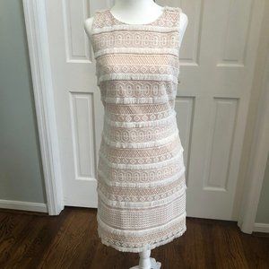VINCE CAMUTO GEO LACE SHIFT  in Ivory